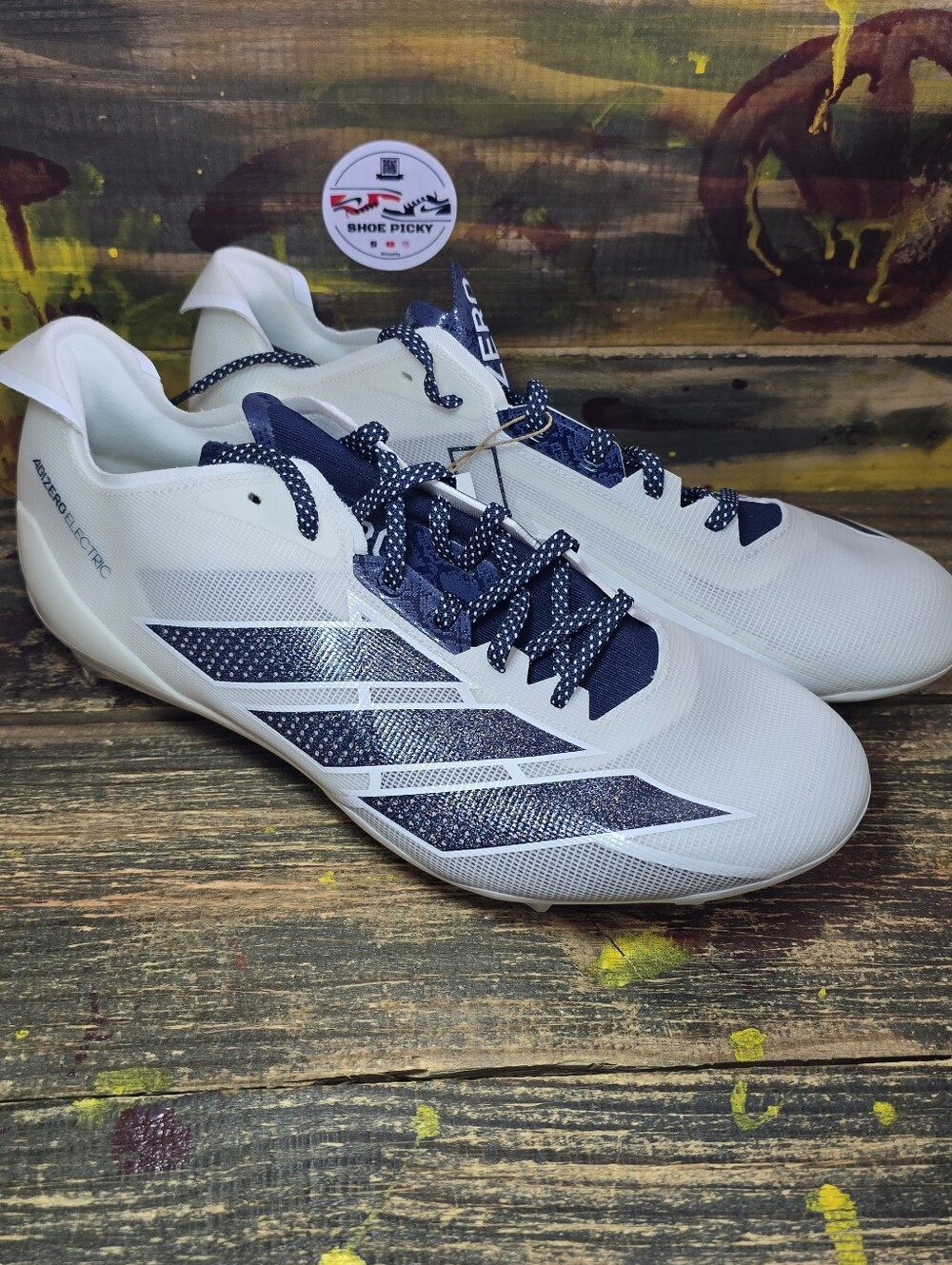 adidas Adizero Electric Men's Football Cleats White/Navy Blue Size 11.5 (IE6290) - Picture 3 of 8
